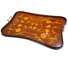 Art Nouveau Inlaid Mahogany Tray