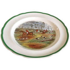 Antique Set of 24 Spode Hunt Scene Dinner Plates by J.F. Herring