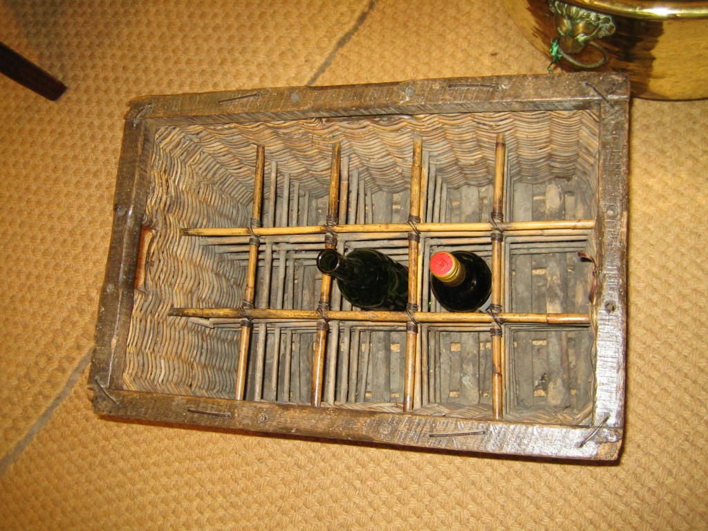 Folk Art French Wine Carrier Basket