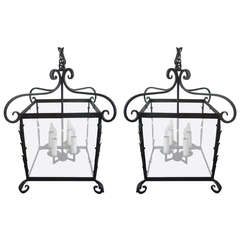 Pair of Very Large Regency Style Hanging Lanterns