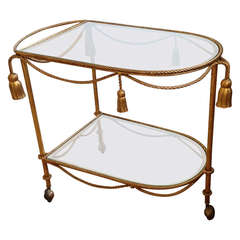 Gilt  Metal and Glass Two Tier  Tea or Drinks Trolley