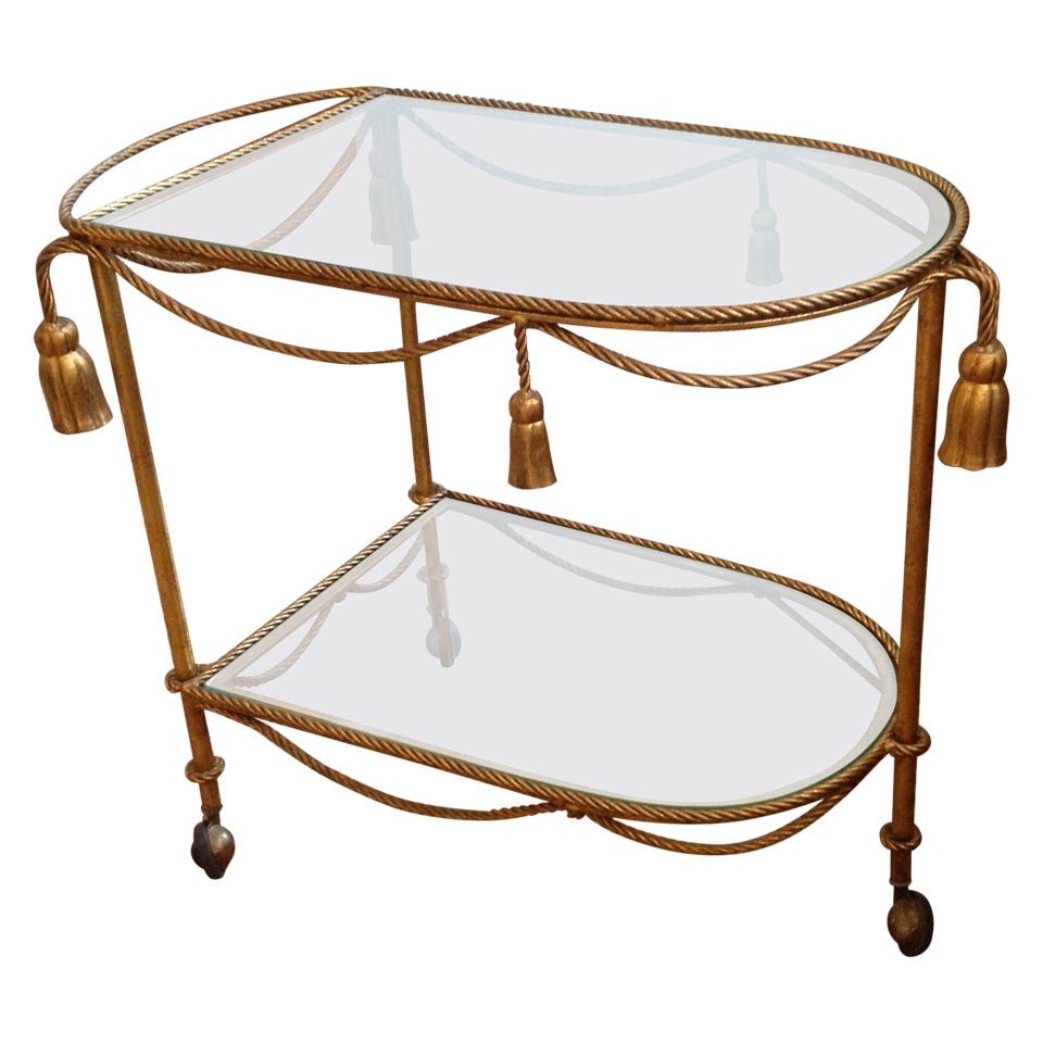 Gilt  Metal and Glass Two Tier  Tea or Drinks Trolley