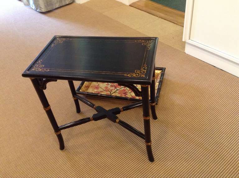 Chinese Asian Black Lacquer Tray Table
