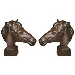 Pair Of Cast Iron Horse Heads