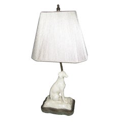 French  Faience Dog Lamp