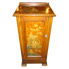 English Hand Decorated, Painted And Jappaned Bedside Pedestal