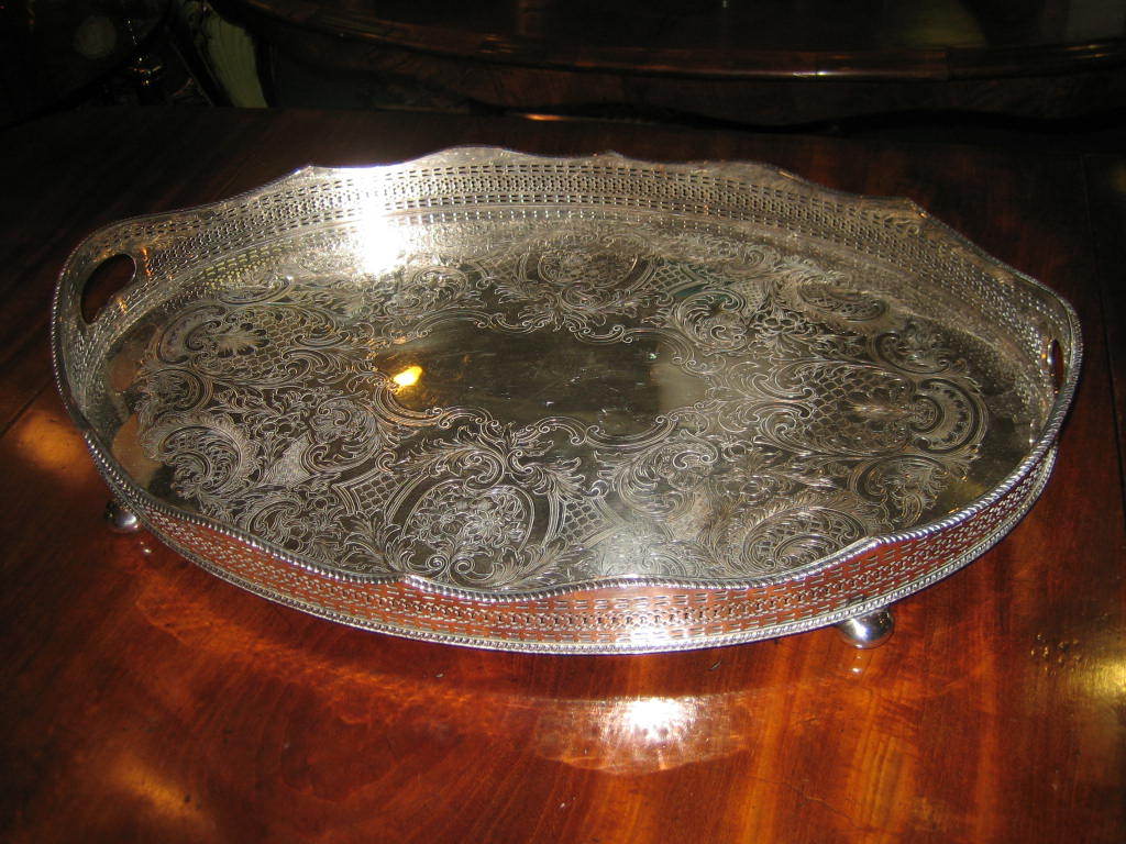 English Silver Plated Gallery Tray