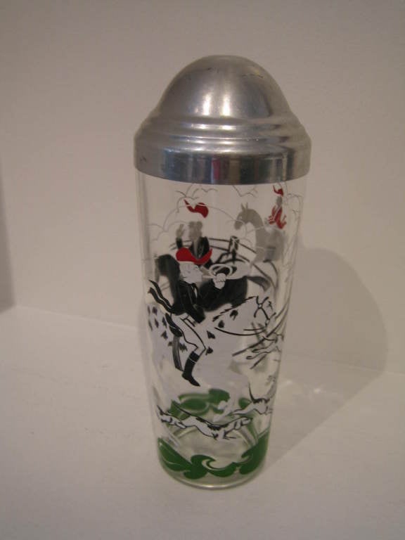 Libbey Glass Co Hunt Scene Cocktail Shaker