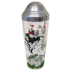 Vintage Libbey Glass Co Hunt Scene Cocktail Shaker