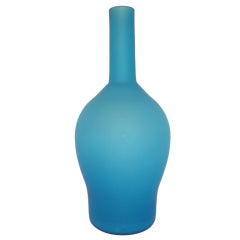 Blue Satinato Venetian Glass Vase by Carlo Moretti