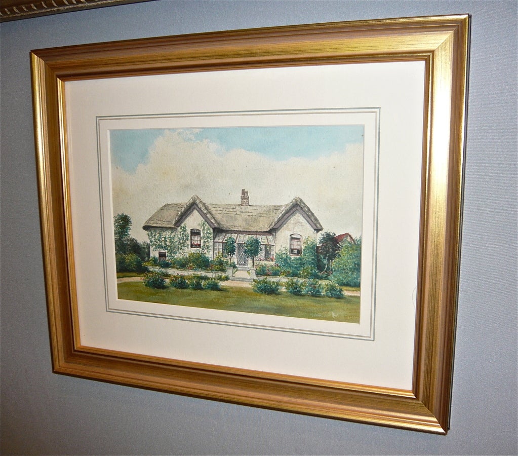 English Edwardian Watercolor of "West Cottage"