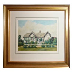 Antique English Edwardian Watercolor of "West Cottage"