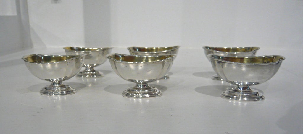 Set of Six Sterling and Vermeil Salt Cellars
