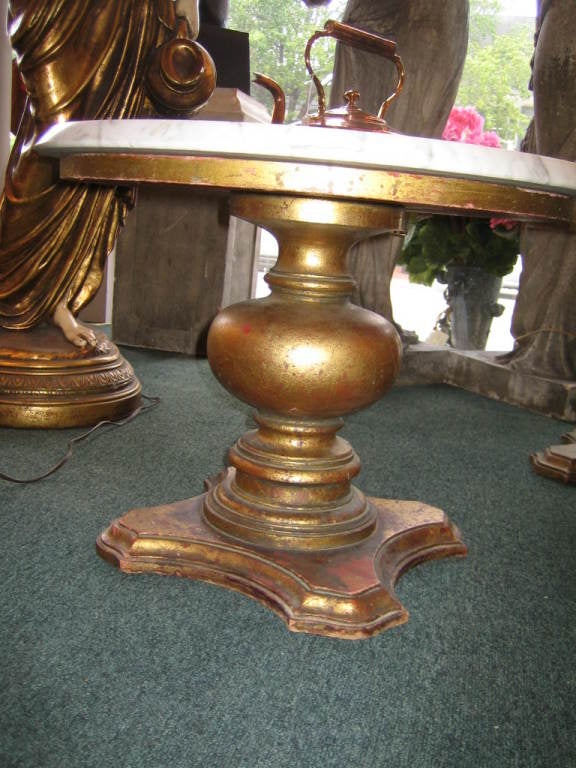 Pair Of Italian Gilt Wood Cocktail Tables With Marble Tops