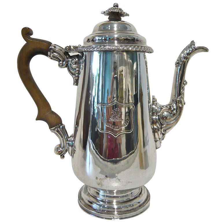 English Victorian Armorial Sheffield Coffee Pot For Sale