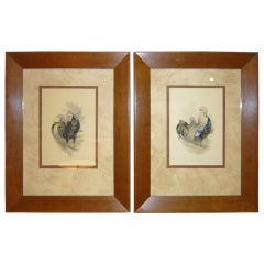 Antique Pair of English Rooster Prints