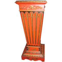 English Victorian Red Lacquer And Gilt Pedestal