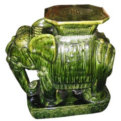 Asian Green Elephant Ceramic Garden Seat/Side Table