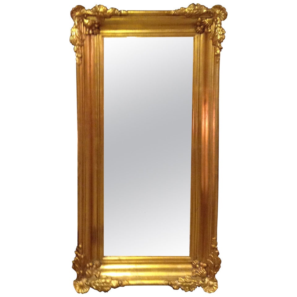 Italian Large Gilt Framed TwoSection Pier Mirror For Sale at 1stDibs