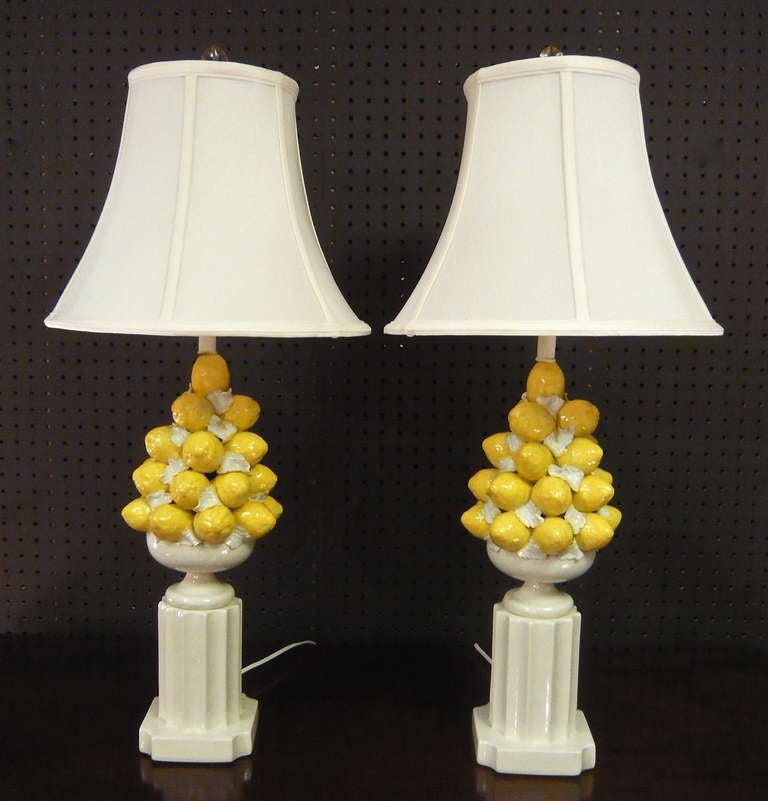 Pair of Fabulous Mid-Century Italian Faience Lamps