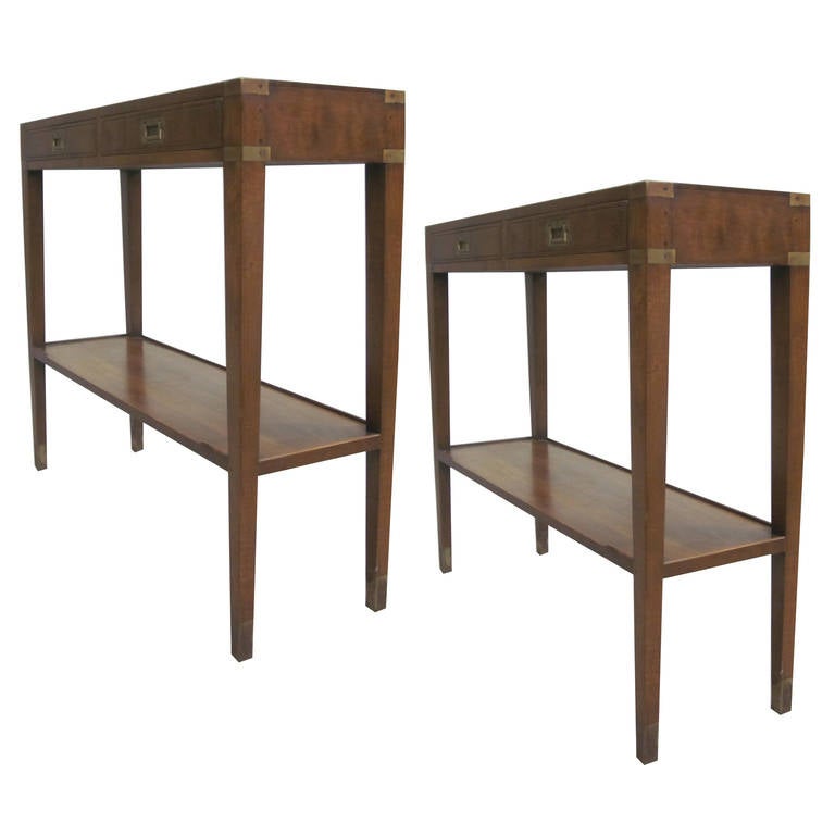 Two French Double-Level Mid-Century Style 'Marine' Consoles