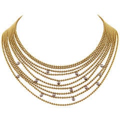 Vintage Cartier Draperie Diamond Gold Necklace