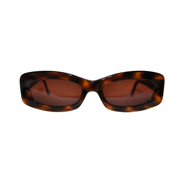 Chanel Bevel-Quilted Tortoise Shell with Gold Hardware Sunglasses