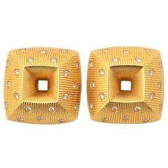 Vintage Paul Morelli Diamond Gold Earrings