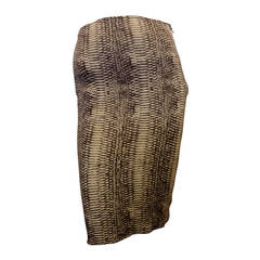 Lanvin Brown and Cream Snake Print Skirt