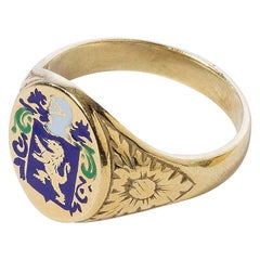 Heraldic Enameled Gold Ring