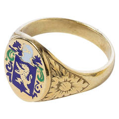 Heraldic Enameled Gold Ring 1