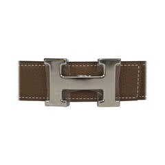 Hermès belt. Reversible leather black Etoupe Palladium Hardware
