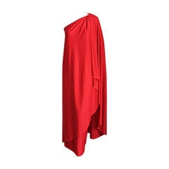 Vintage 1970's Halston IV draped red jersey Grecian gown