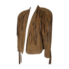 Vintage 1980s Claude Montana Brown Suede Fringe Jacket