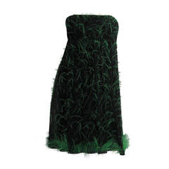 PAULINE TRIGERE Strapless Feathered Dress
