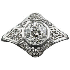 .90 Carat Diamond Platinum Art Deco Engagement Ring