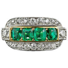 Antique Edwardian Emerald Diamond Ring