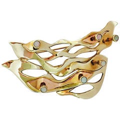Art Smith Modernist Opal Gold Brooch
