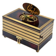 Swiss Faux Tortoise and Gilt Singing Bird Music Box