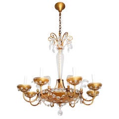 Eight-Light French Baguès Gilt Metal Dish Form Chandelier 8