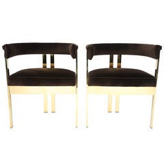 Stunning Brass Armchairs Attributed to Tobia Scarpa