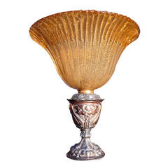 Table Lamp by Barovier & Toso in  Murano "rugiadoso"Glass withGold inclusions