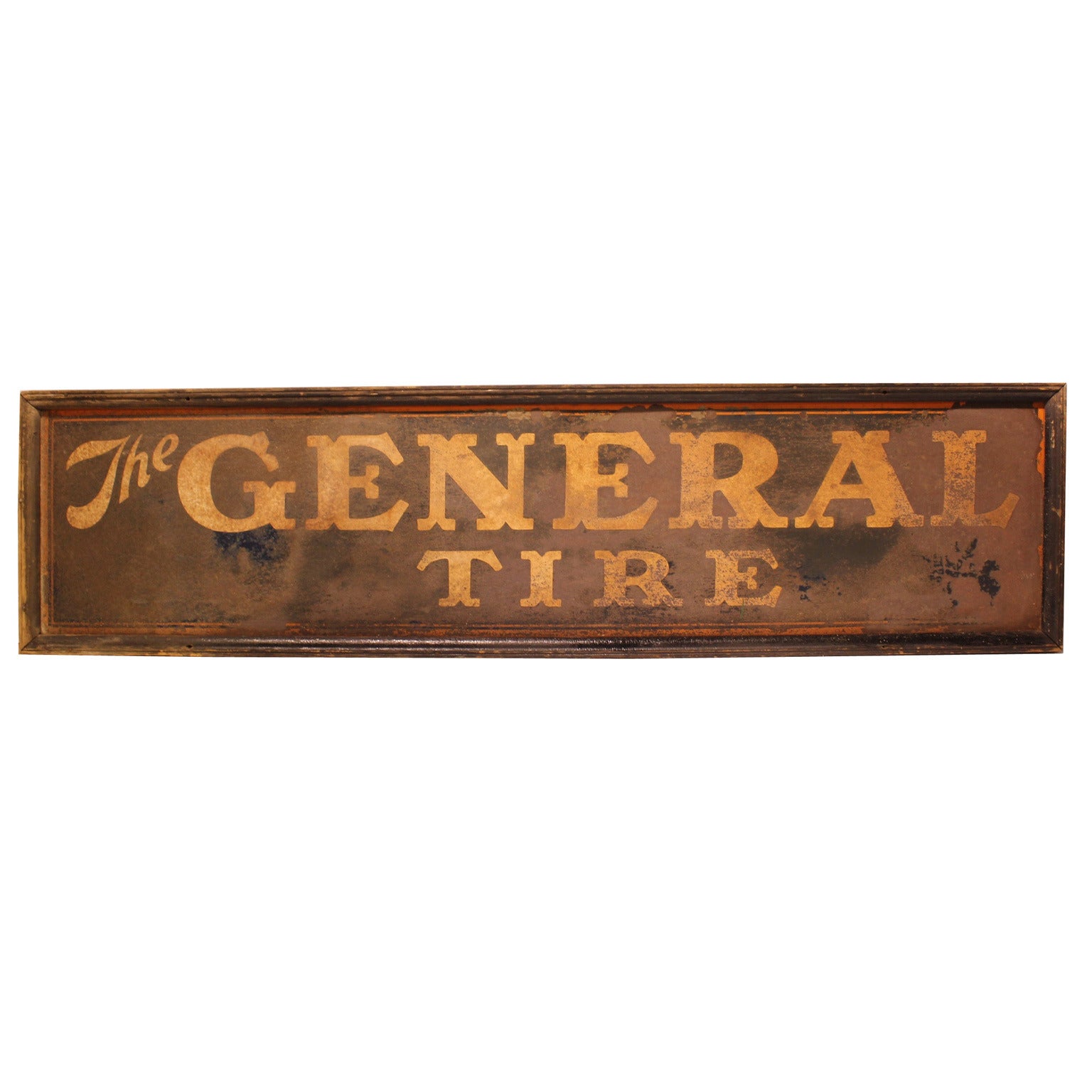 Antique Tin Sign " The General Tire " For Sale