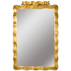 Hand-Carved Gilt Wooden Ribbon Mirror