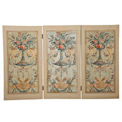 A French Louis XVI Style Papier Peinte Screen