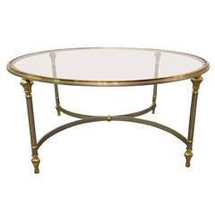 Brass and Steel Coffee Table in Maison Jansen Style 2