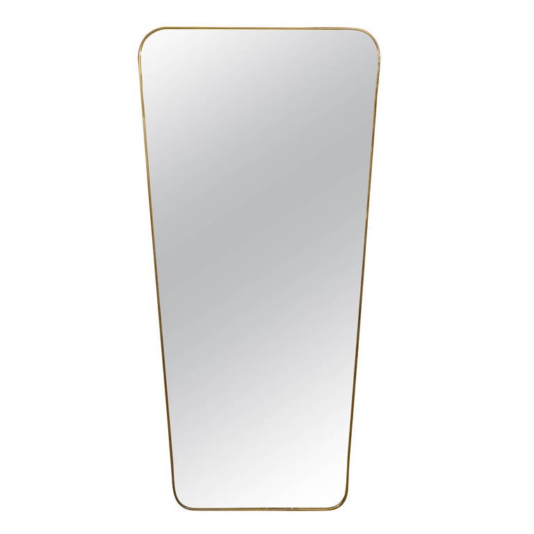 Single Italian Modernist Mirrors with Brass Frame by Gio Ponti, Italy, 1960's