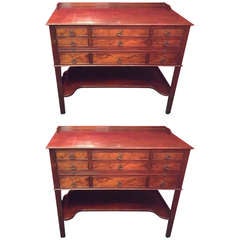 Vintage Pair of Chinese Chippendale Mahogany Chests by Potthast