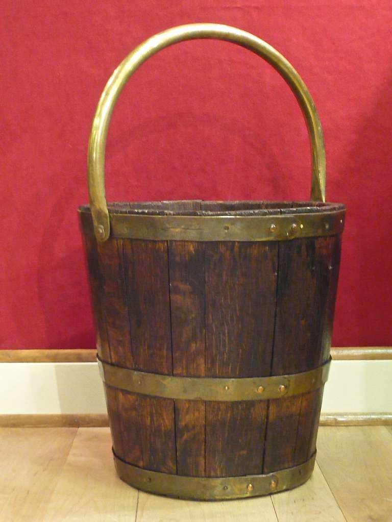 An English brass-bound bucket, circa 1900