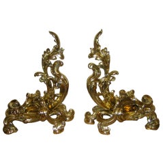 Pair Of 19th C French Bronze Andirons/chenets